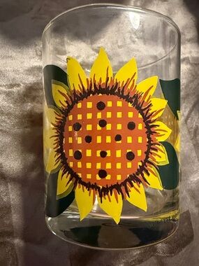 Hand-Painted Yellow Sunflower Glass - Decorative Glass Art 2 available